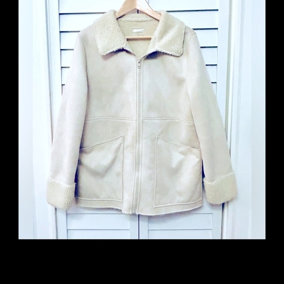 Mother Timber Cuffed Faux Suede/Sherpa Jacket in color:Somewhere Out There Sz L - Picture 10 of 14